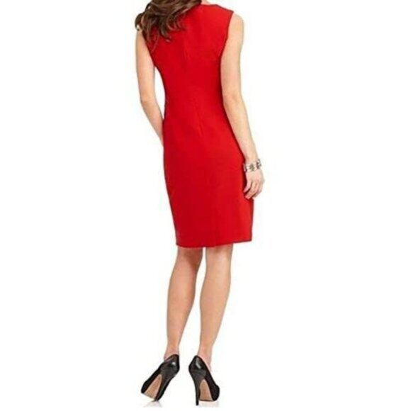 CALVIN KLEIN Petite Sunburst Sleeveless Scuba Crepe Sheath Dress - Picture 5 of 6